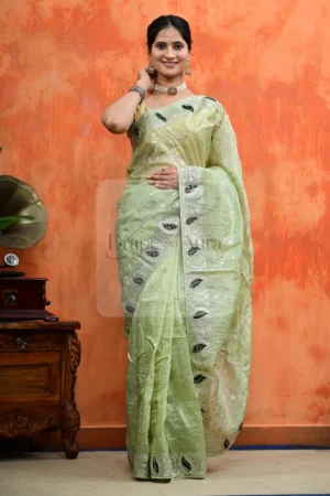Cosmos Saree with Gota Patti Border & Floral Embroidery