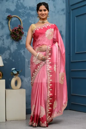 Cosmos Saree with Hand Gota Border and Medallion Motifs