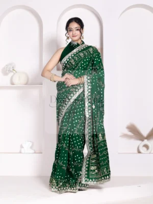 Modal Gajji Silk Saree with Bandhani Pattern & Gota Patti Border