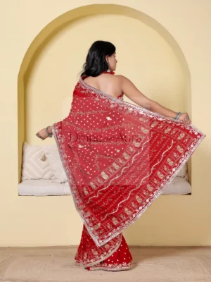 Modal Gajji Silk Saree with Hand Gota Work and Floral Border